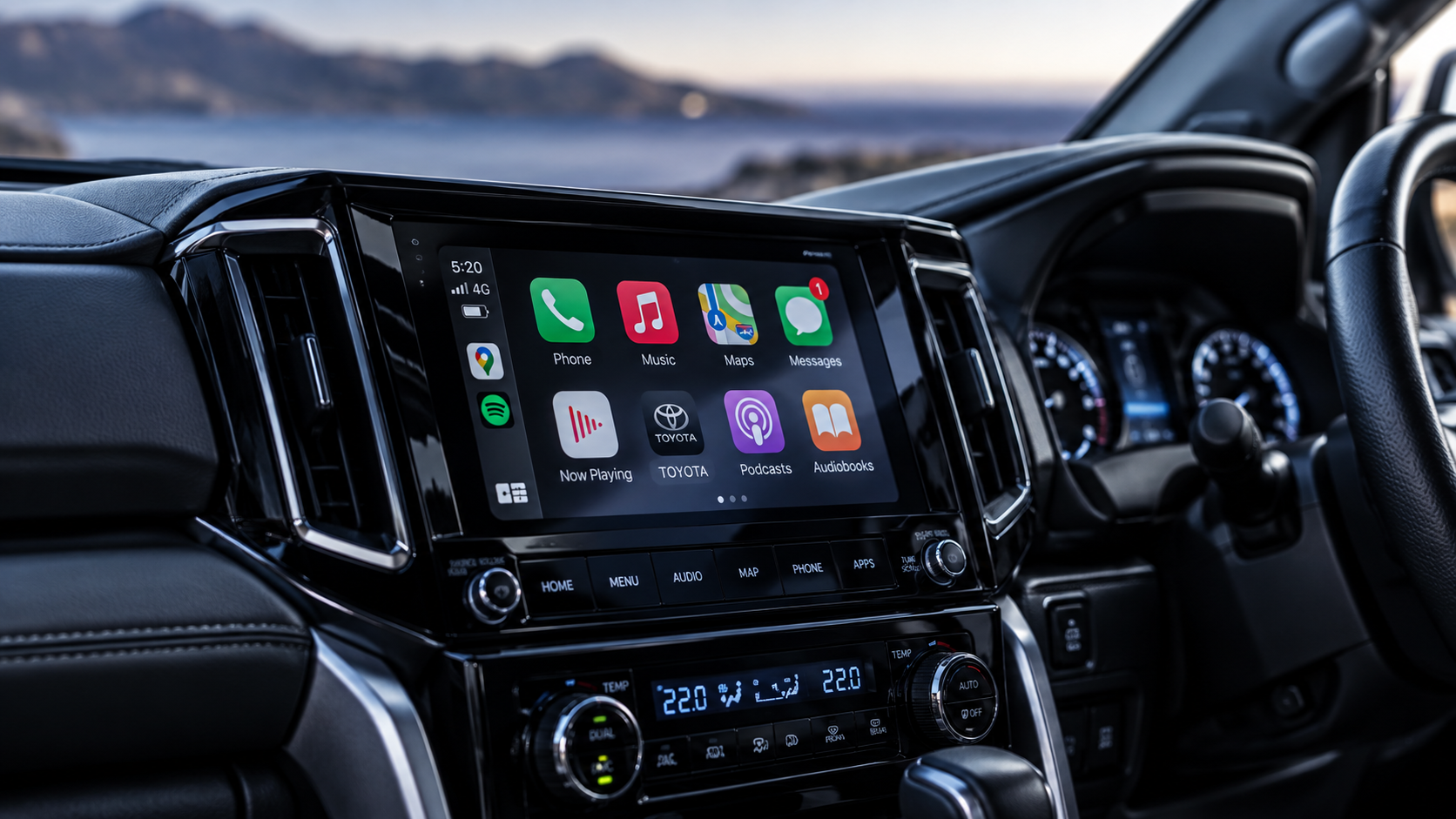CarPlay head unit fitted in a dash
