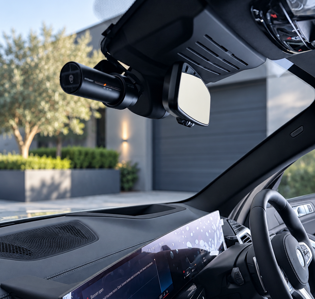 Dashcam behind mirror, cable hidden in headlining